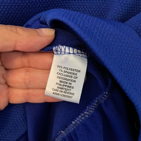 - ELLE Royal Blue‎ Top w/baby doll ruffle at waist. Size XS - Picture 4 of 4